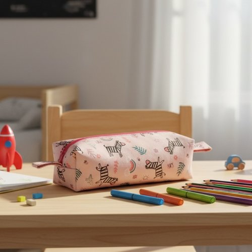 Trousse enfant double entoilage motifs zèbres