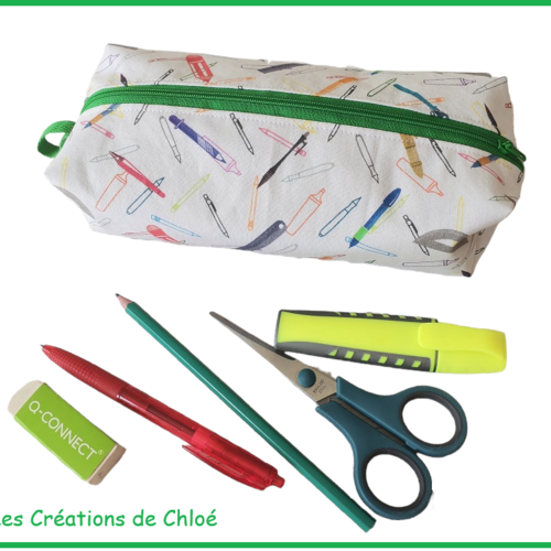 Trousse écolier motifs fournitures scolaires