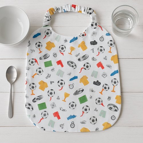 Serviette de cantine motifs foot et éponge blanche