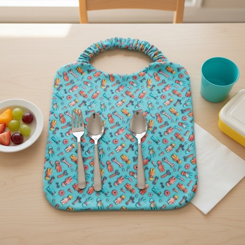 Serviette de cantine élastique coton imprimé effet 3d