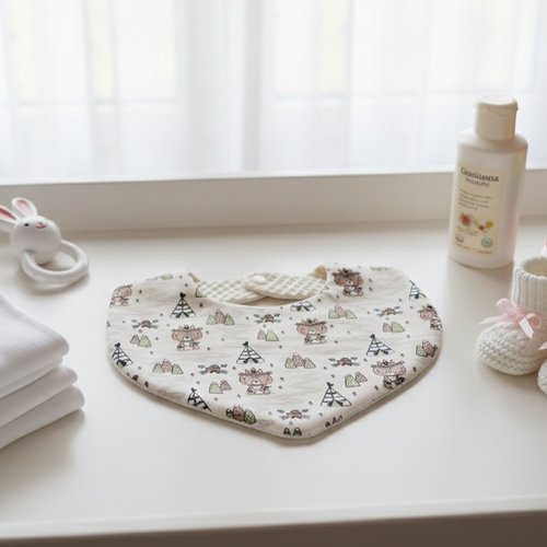 Bavoirs bébé coton et nid d'abeilles beige - destockage