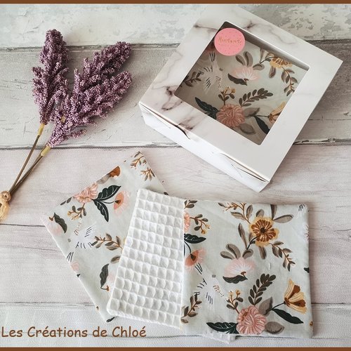 Boite de 9 lingettes démaquillantes coton et nid d'abeilles - destockage