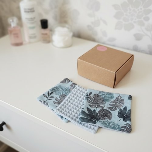 Boite de 9 lingettes démaquillantes coton et nid d'abeilles - destockage