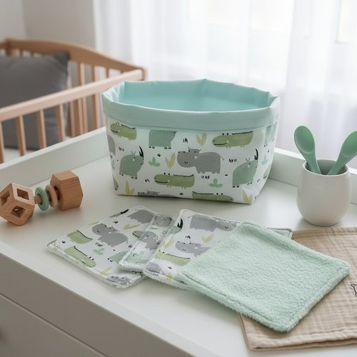 Panier et 6 lingettes bébé