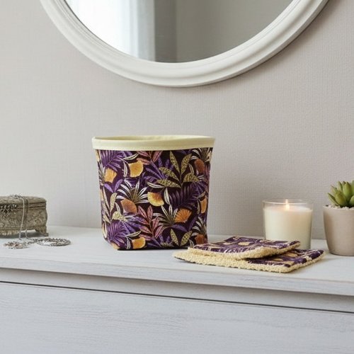 Lot de 12 lingettes démaquillantes et panier assorti - jaune/violet