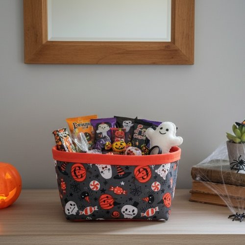 Petit panier enfant pour halloween fond gris