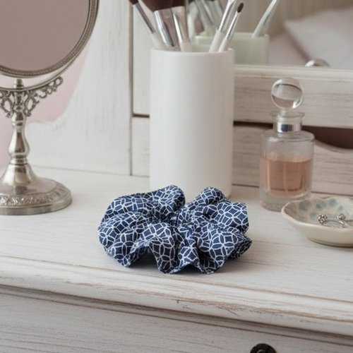 Chouchou coton bleu et blanc