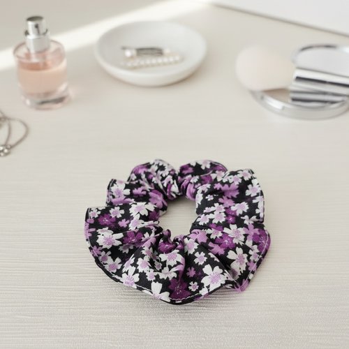 Chouchou coton noir et violet