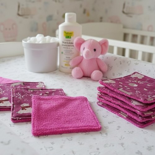 Lot de 6 lingettes bébé coton et éponge bambou
