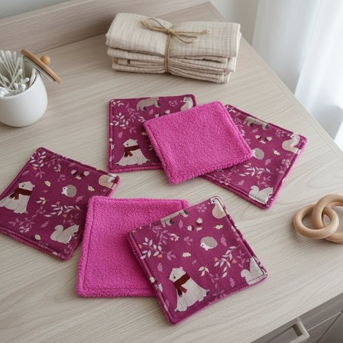Lot de 6 lingettes bébé coton et éponge bambou