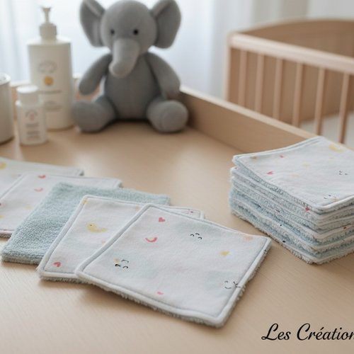 6 lingettes bébé coton et éponge bambou