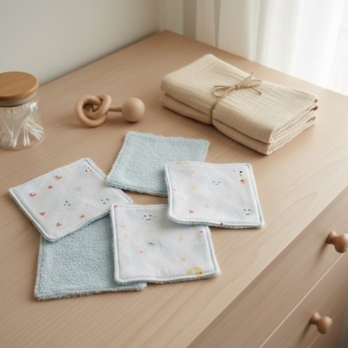 6 lingettes bébé coton et éponge bambou