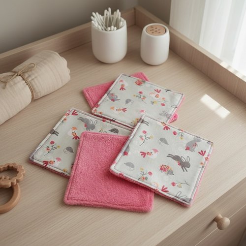 6 lingettes bébé coton et éponge bambou