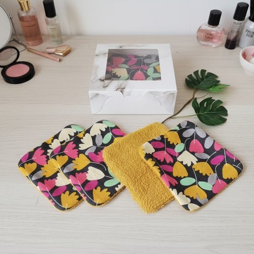 Boite de 8 lingettes démaquillantes coton imprimé et éponge