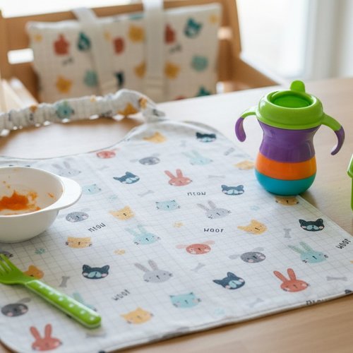 Serviette de cantine élastique motif têtes d'animaux