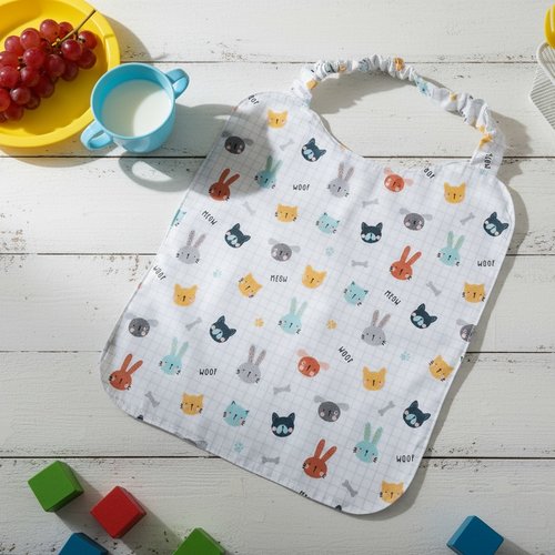 Serviette de cantine élastique motif têtes d'animaux
