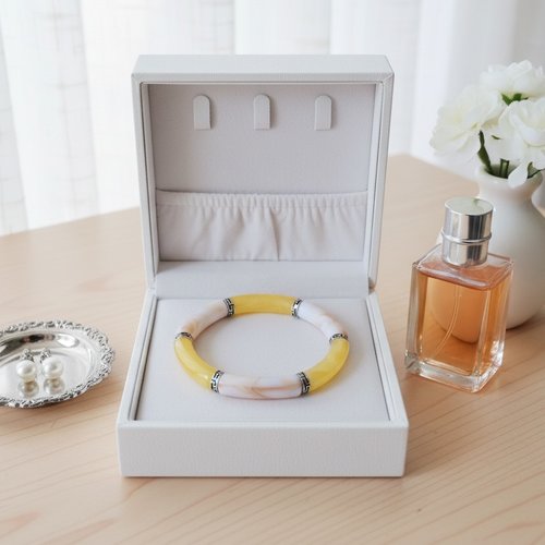 Bracelet perles tube incurvées