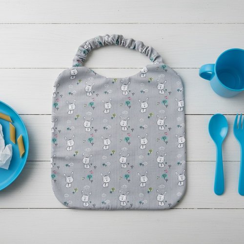 Serviette de cantine élastique motif lapins
