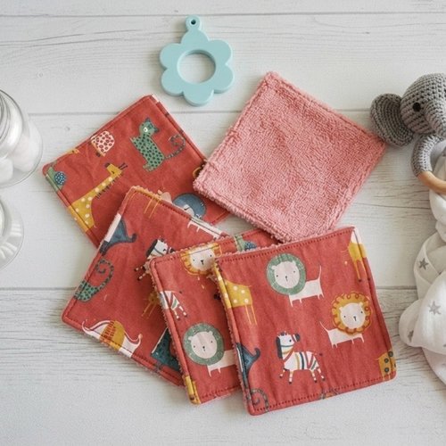 6 lingettes bébé coton et éponge bambou