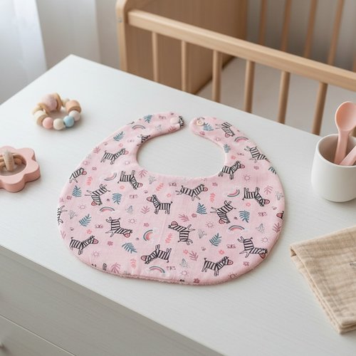 Bavoirs bébé coton et nid d'abeilles rose saumon