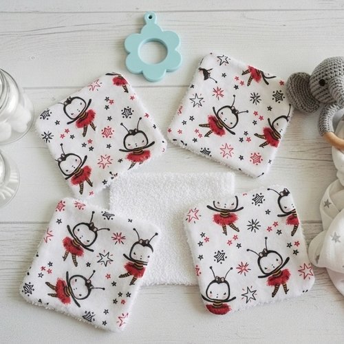 Lot de 9 lingettes lavables pour bébé coton et éponge