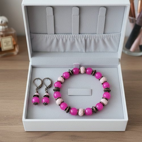 Parure bracelet et boucles d'oreilles assorties