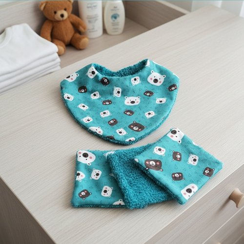 Ensemble naissance bavoir et 8 lingettes