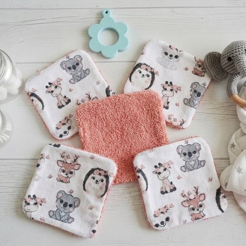 Boite de 6 lingettes lavables pour bébé coton et éponge