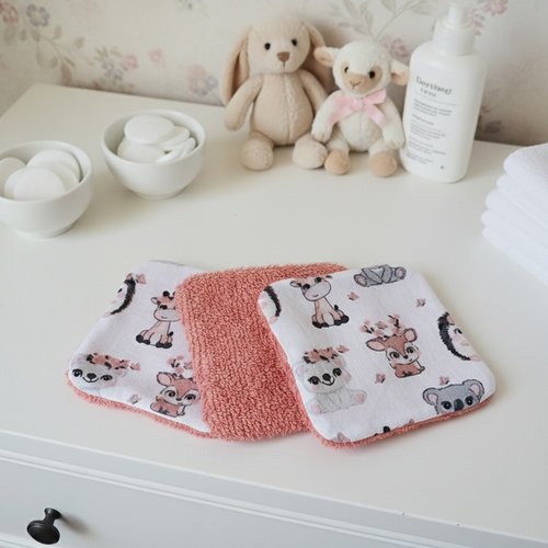 Lot de 6 lingettes lavables pour bébé coton et éponge