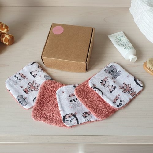 Boite de 6 lingettes lavables pour bébé coton et éponge