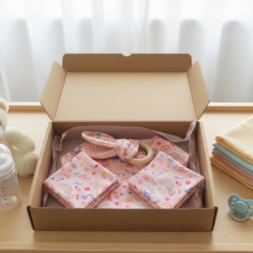 Coffret naissance/box naissance rose motifs licornes