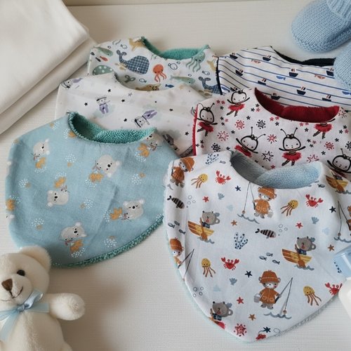 Bavoirs bébé coton et éponge bambou