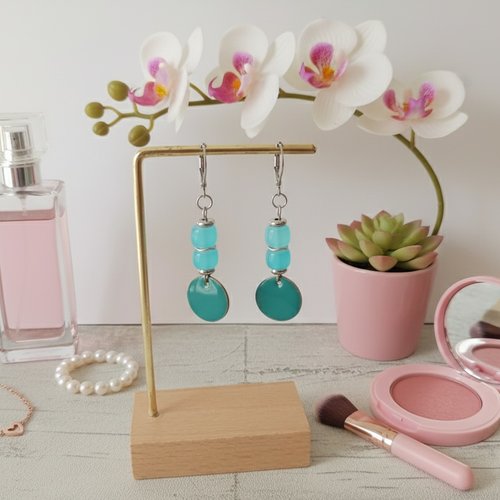 Boucles d'oreilles acier inoxydable et sequin émail