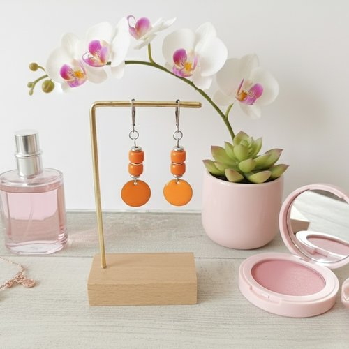 Boucles d'oreilles acier inoxydable et sequin émail