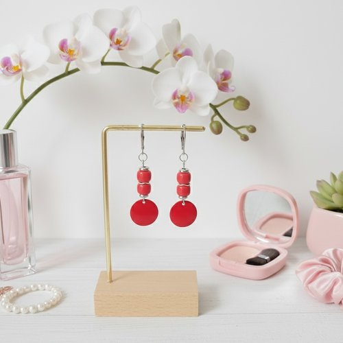 Boucles d'oreilles acier inoxydable et sequin émail