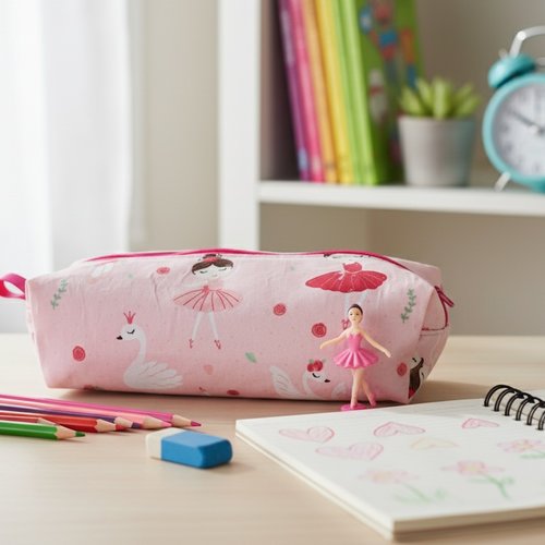 Trousse d'école fille motif danseuses et cygnes