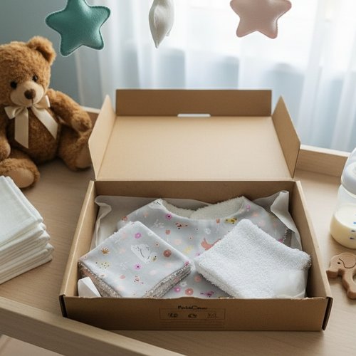 Coffret/box naissance bavoir et 10 lingettes