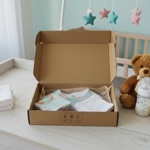 Coffret/ box naissance bavoir et 10 lingettes