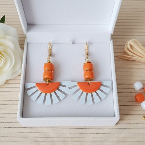 Boucles d'oreilles acier inoxydable doré et pendentif