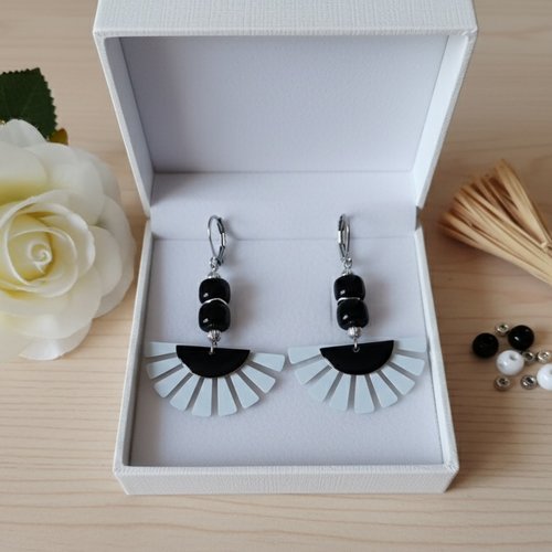 Boucles d'oreilles acier inoxydable et pendentif fer blanc