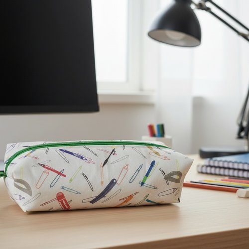 Trousse écolier motifs fournitures scolaires
