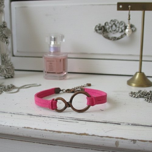 Bracelet suédine et lien cuivre rouge
