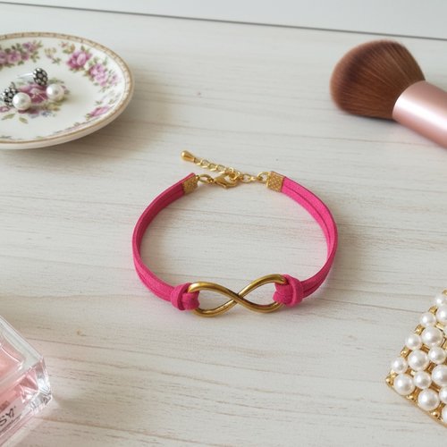 Bracelet suédine et lien infini doré 6 coloris