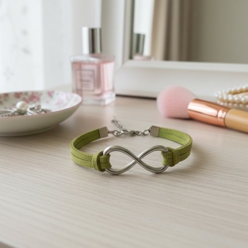 Bracelet suédine et lien infini argent mat 6 coloris