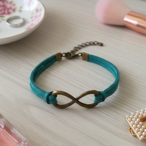 Bracelet suédine et lien infini bronze 5 coloris