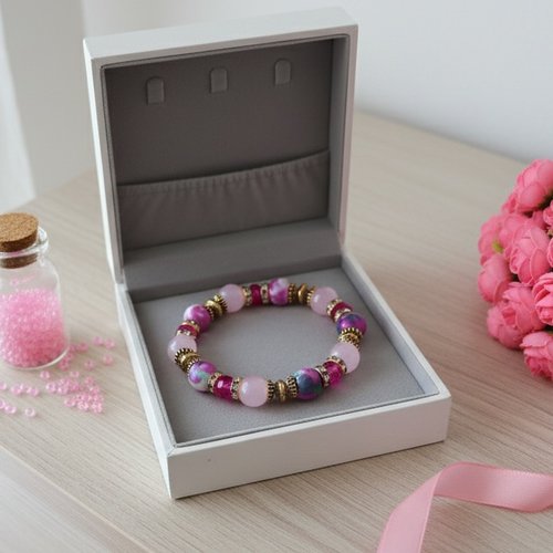 Bracelet perles jade et rondelle strass