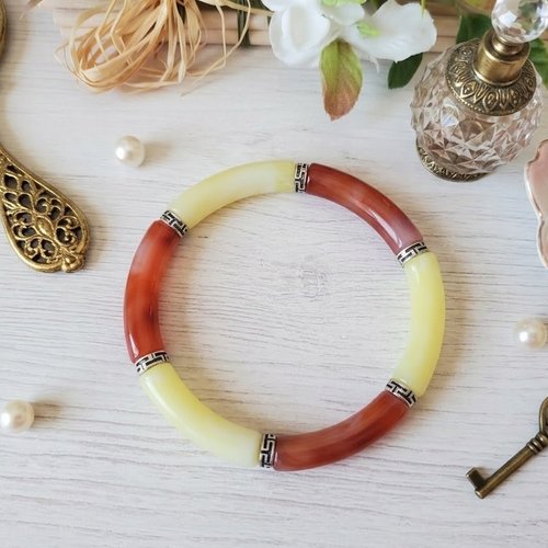 Bracelet perles tube incurvées