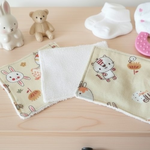 6 lingettes bébé coton et éponge bambou