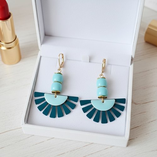 Boucles d'oreilles acier inoxydable doré et pendentif