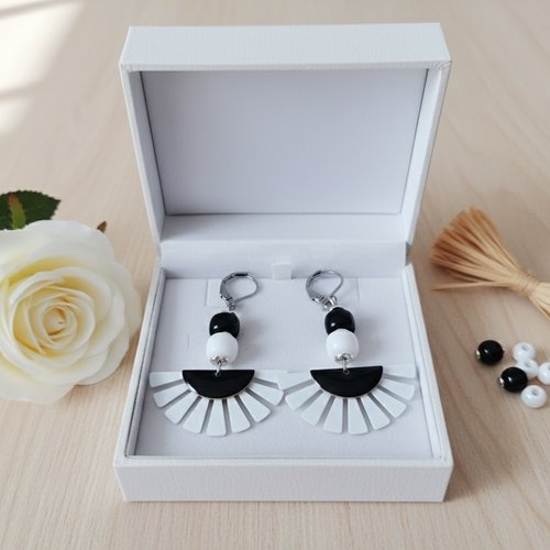 Boucles d'oreilles acier inoxydable et pendentif fer blanc